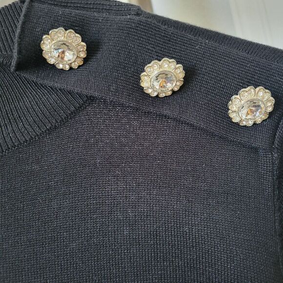 Carolyn Taylor Womens Sweater Size S Mock Neck rhinestone shoulder class staple - Picture 4 of 10